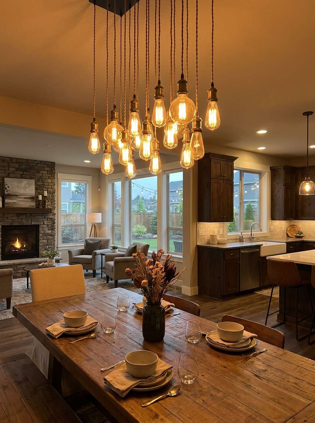 edison bulb pendant clusters