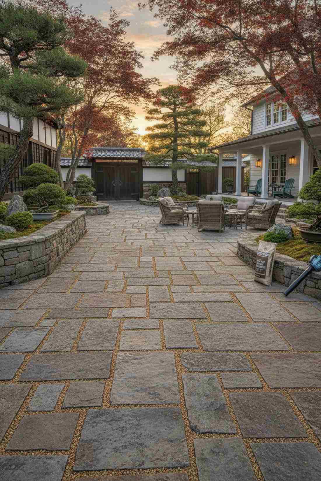 flagstone style japanese pavement