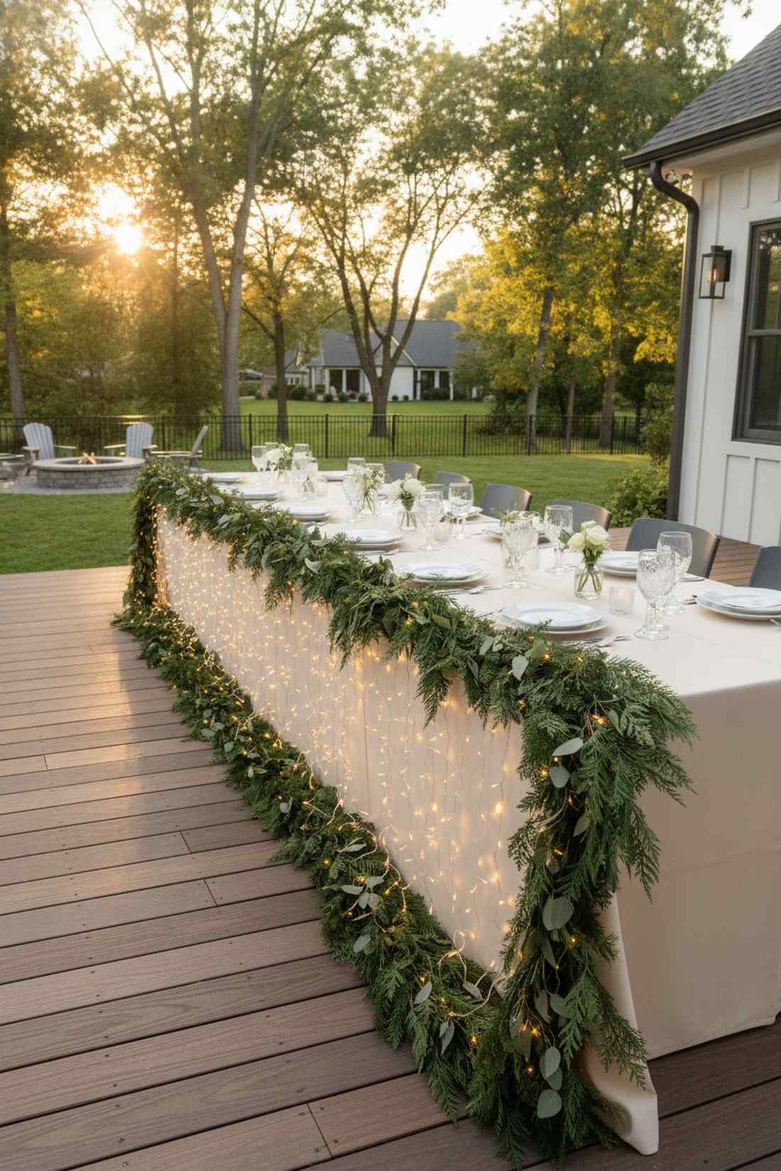 garland swag table edge draping