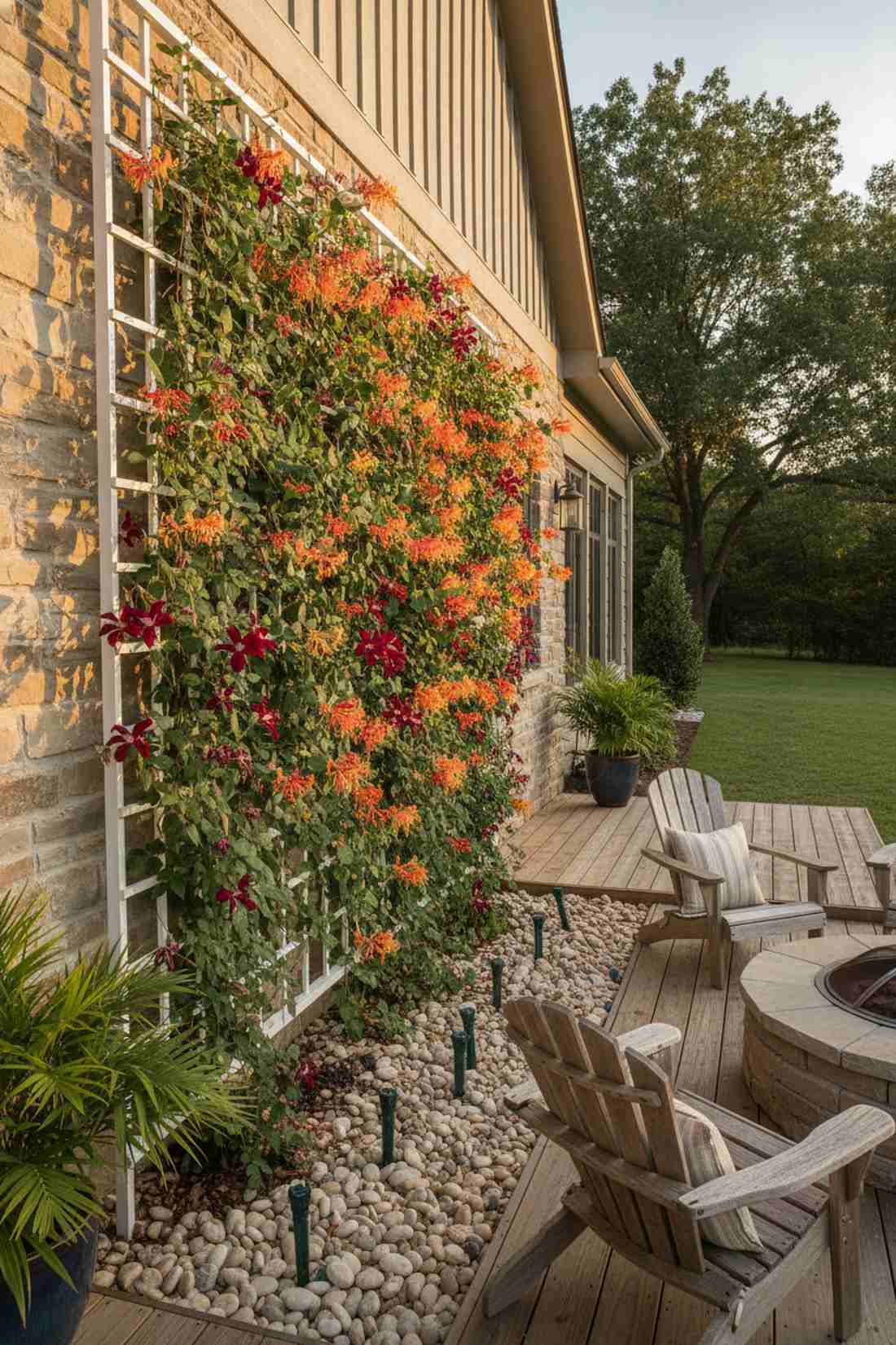 goldflame honeysuckle with texensis clematis