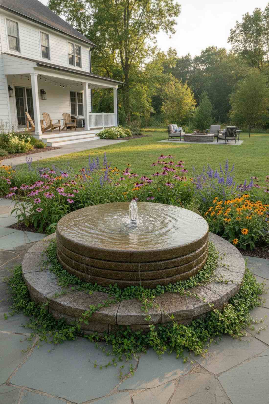 granite millstone fountain