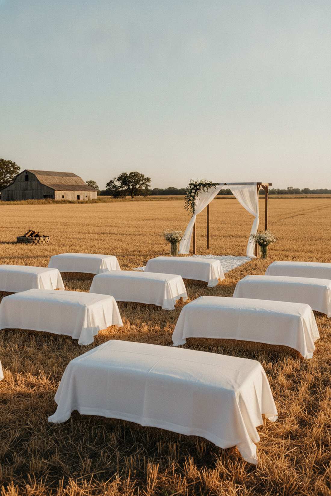 hay bales with white sheets