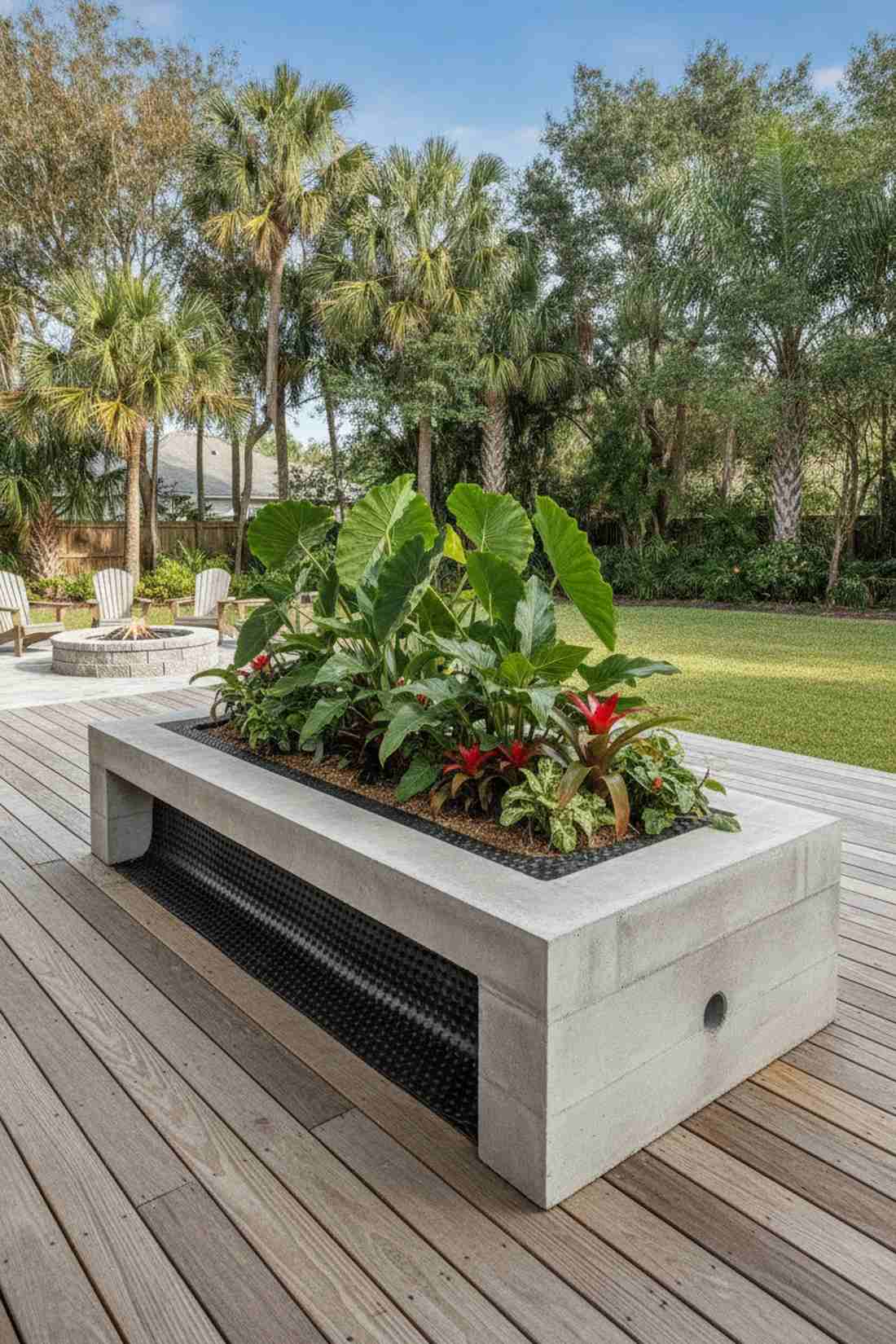 hollow block bench with planter