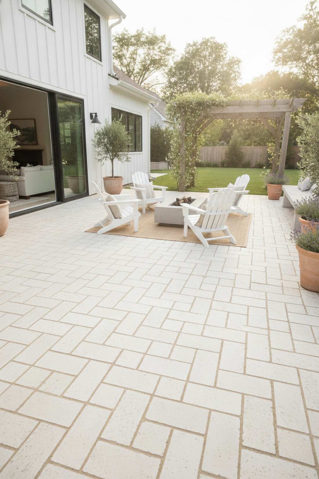 light colored limestone pavers