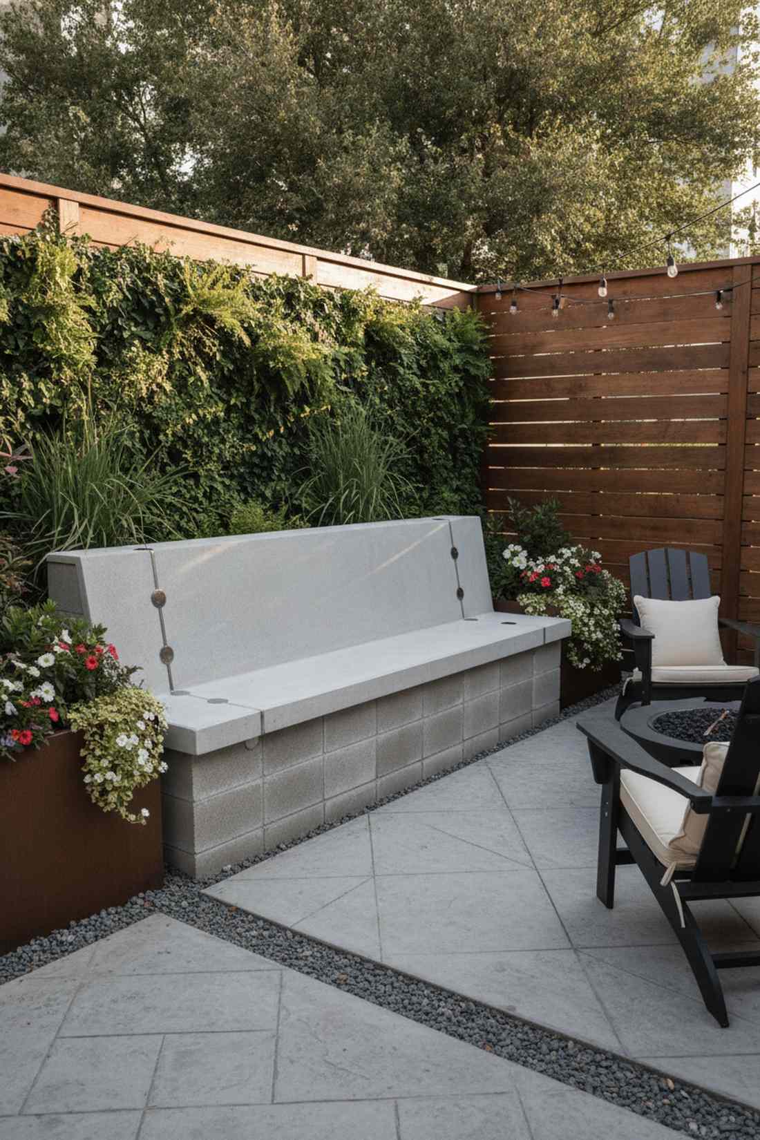 minimalist concrete block bench