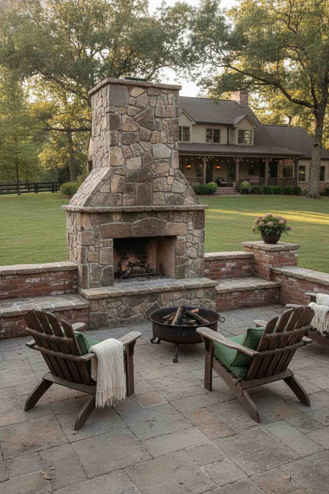 mixed material brick and stone combination