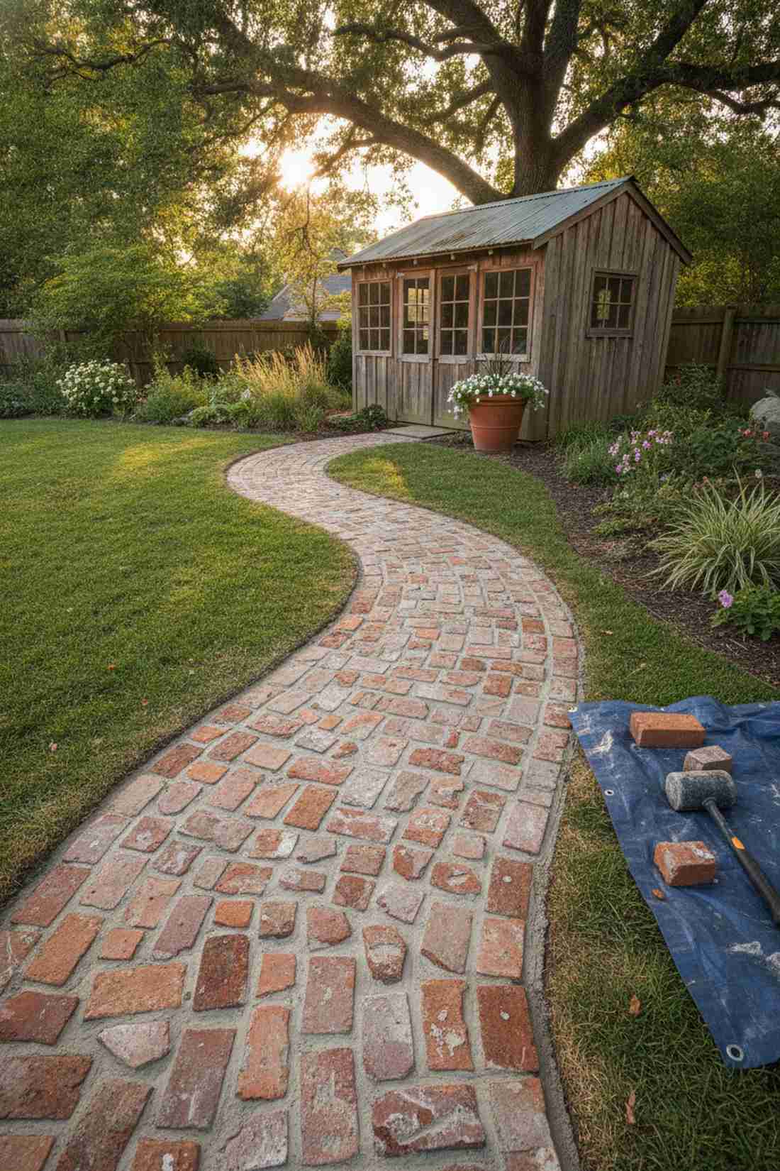 recycled brick fragments