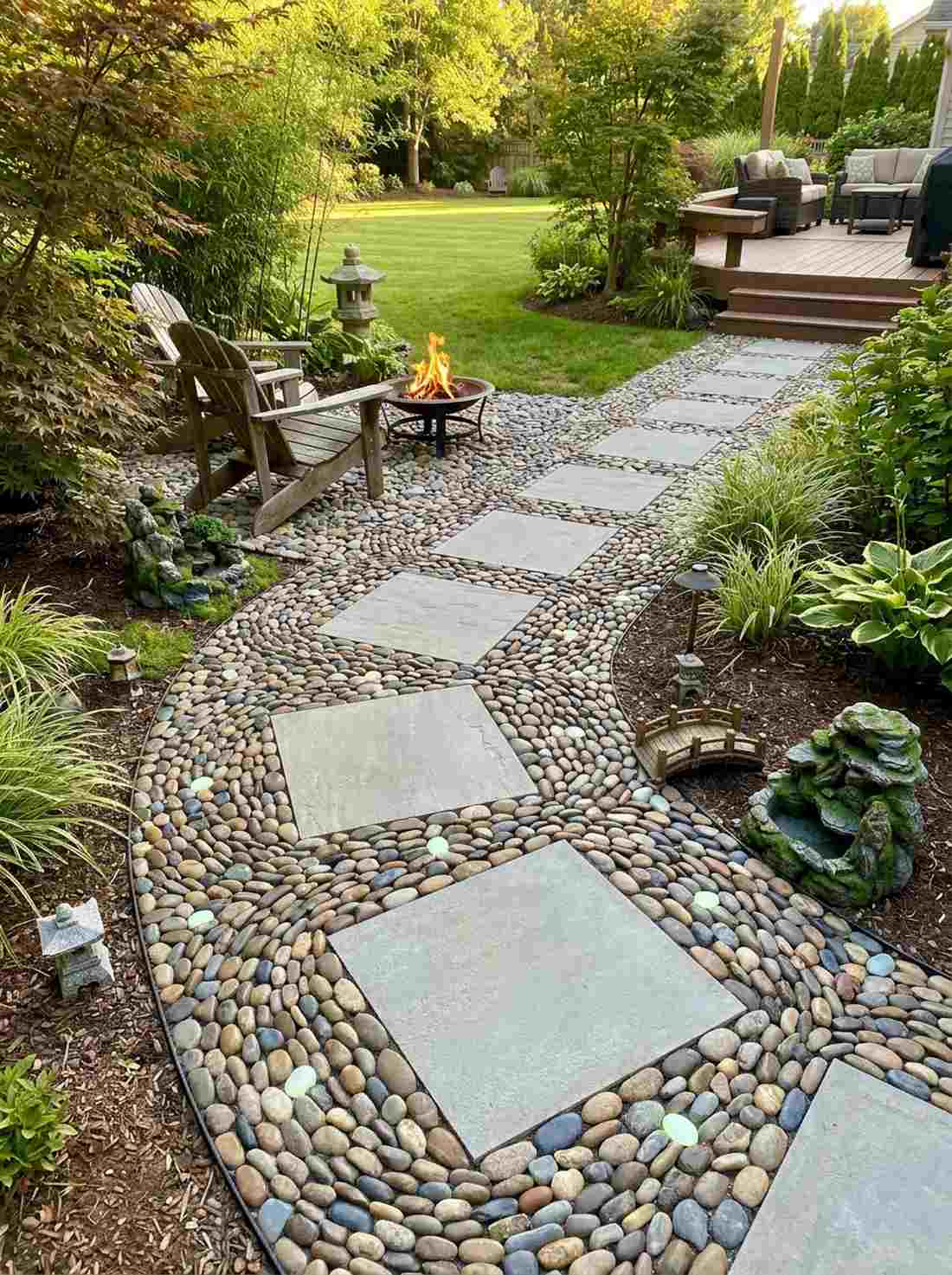 river rock mosaic surround