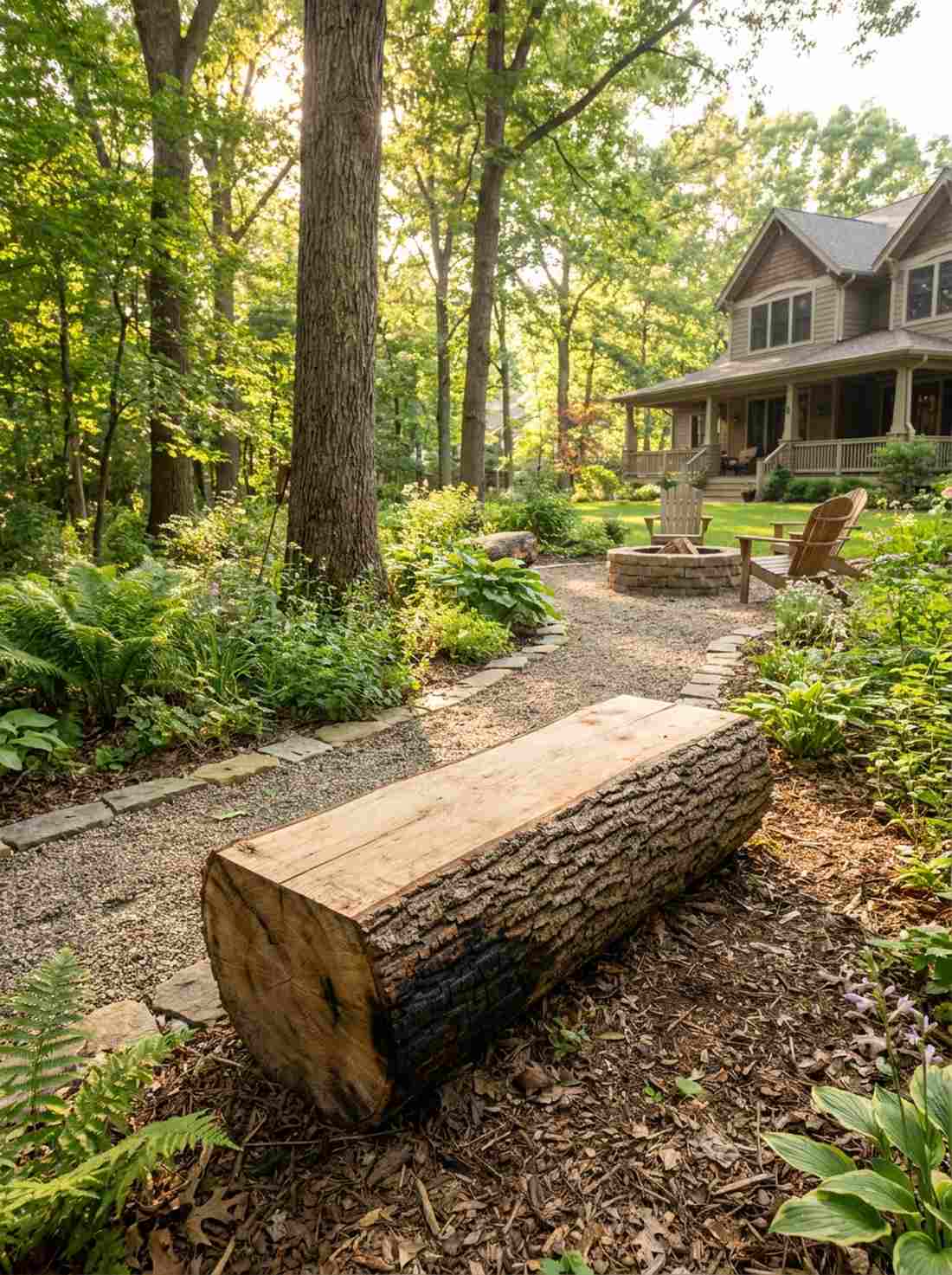 split log rustic seat