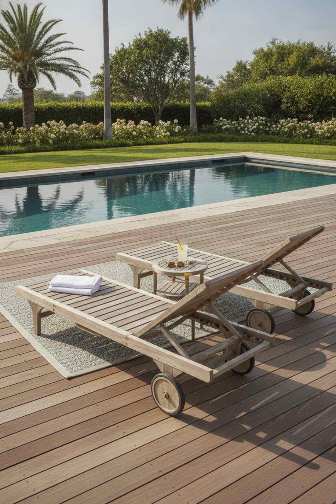 teak steamer loungers with wheels