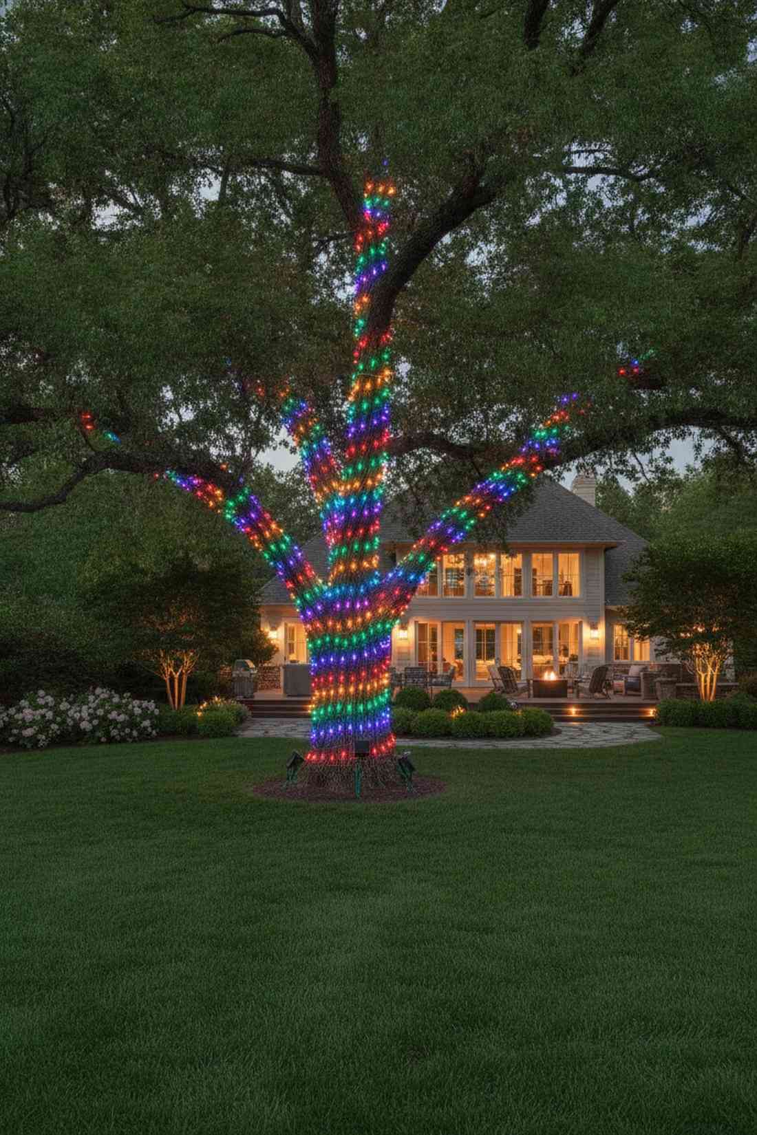 tree trunk rainbow wrapping
