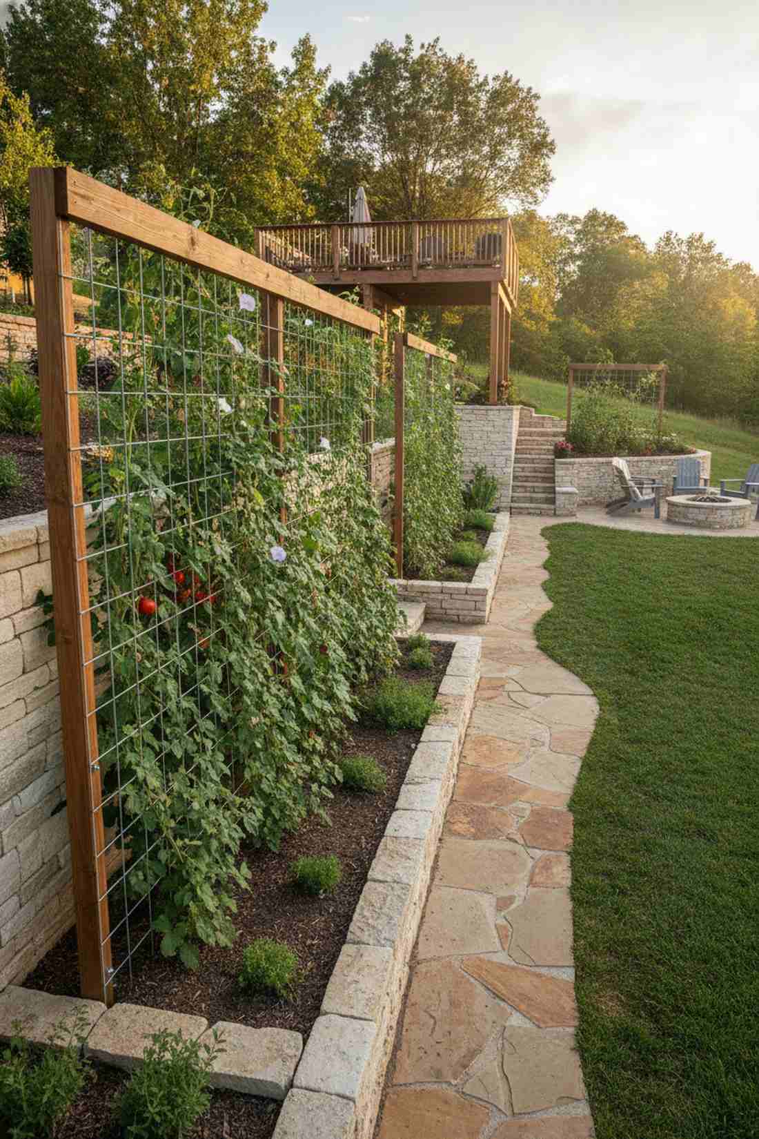 trellis backed terrace walls