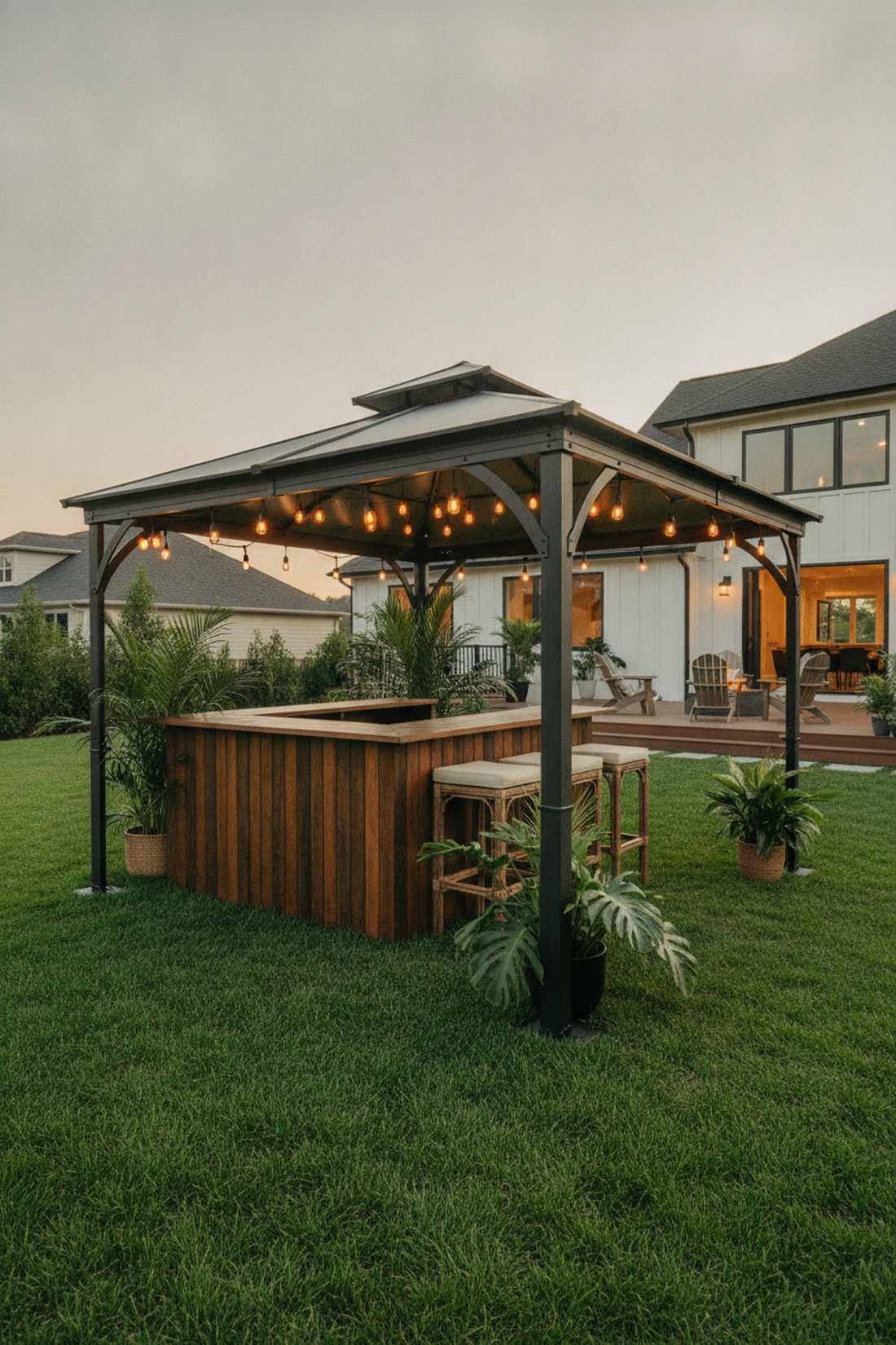 tropical gazebo bar setup