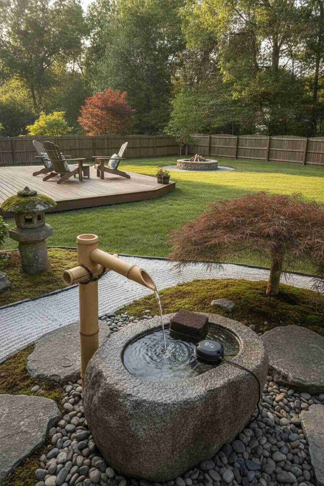 bamboo fountain tsukubai style