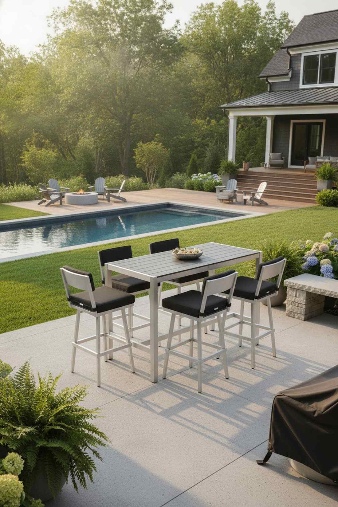 bar height table with swivel stools