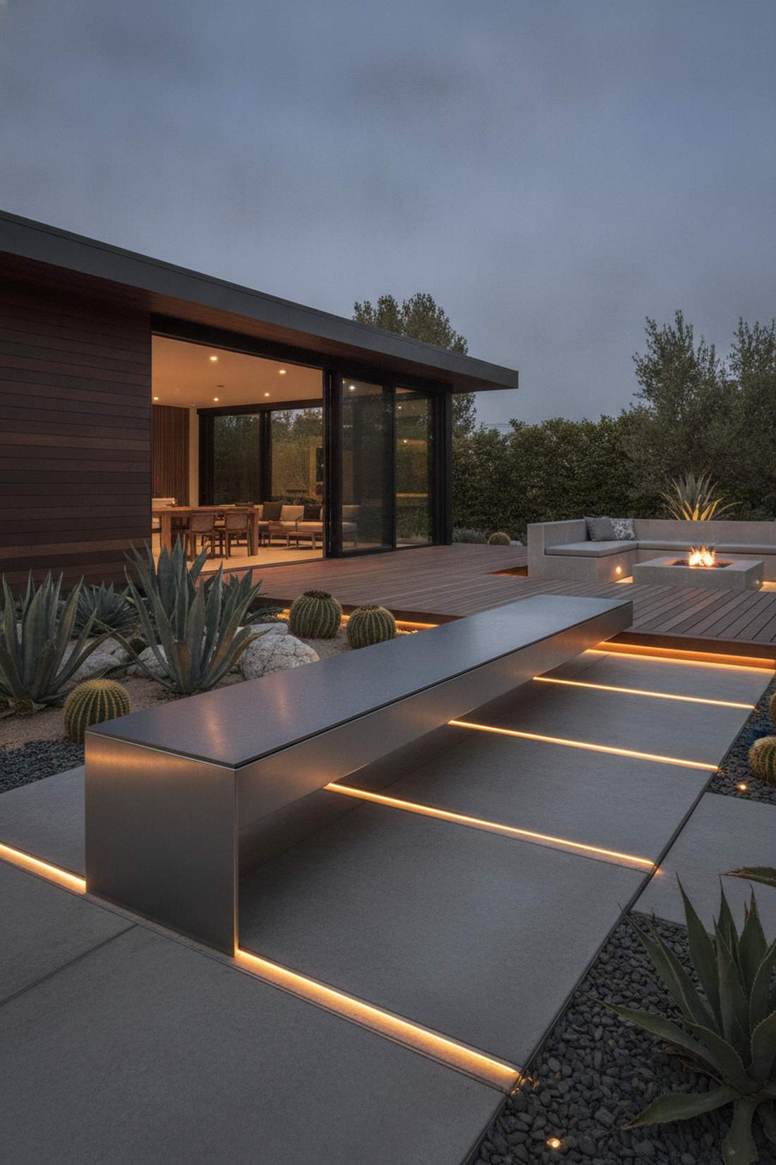 cantilevered aluminum benches