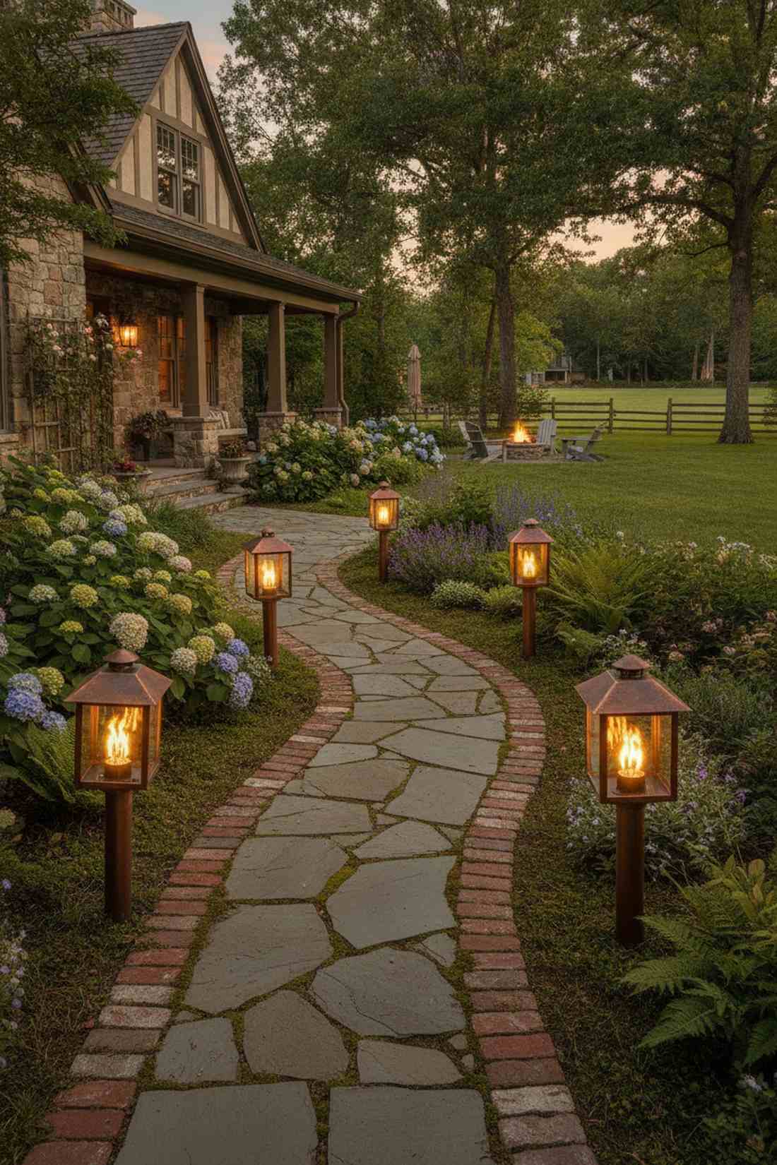 copper lantern pathway markers