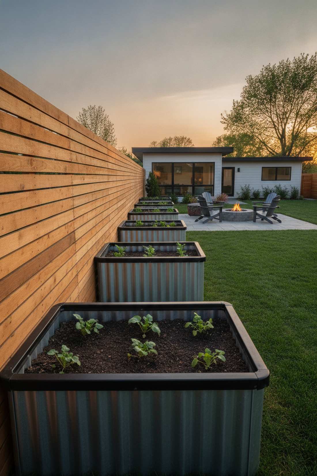 corrugated metal beds for modern fences