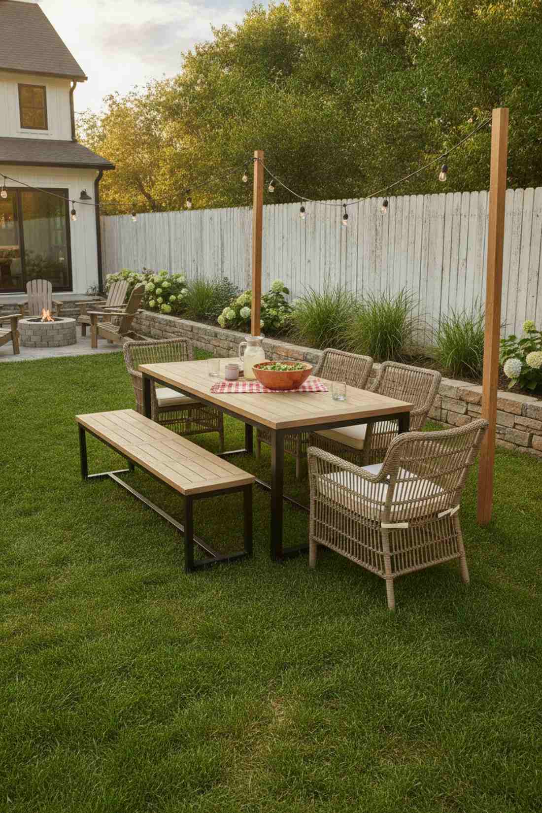 eight piece bench style dining