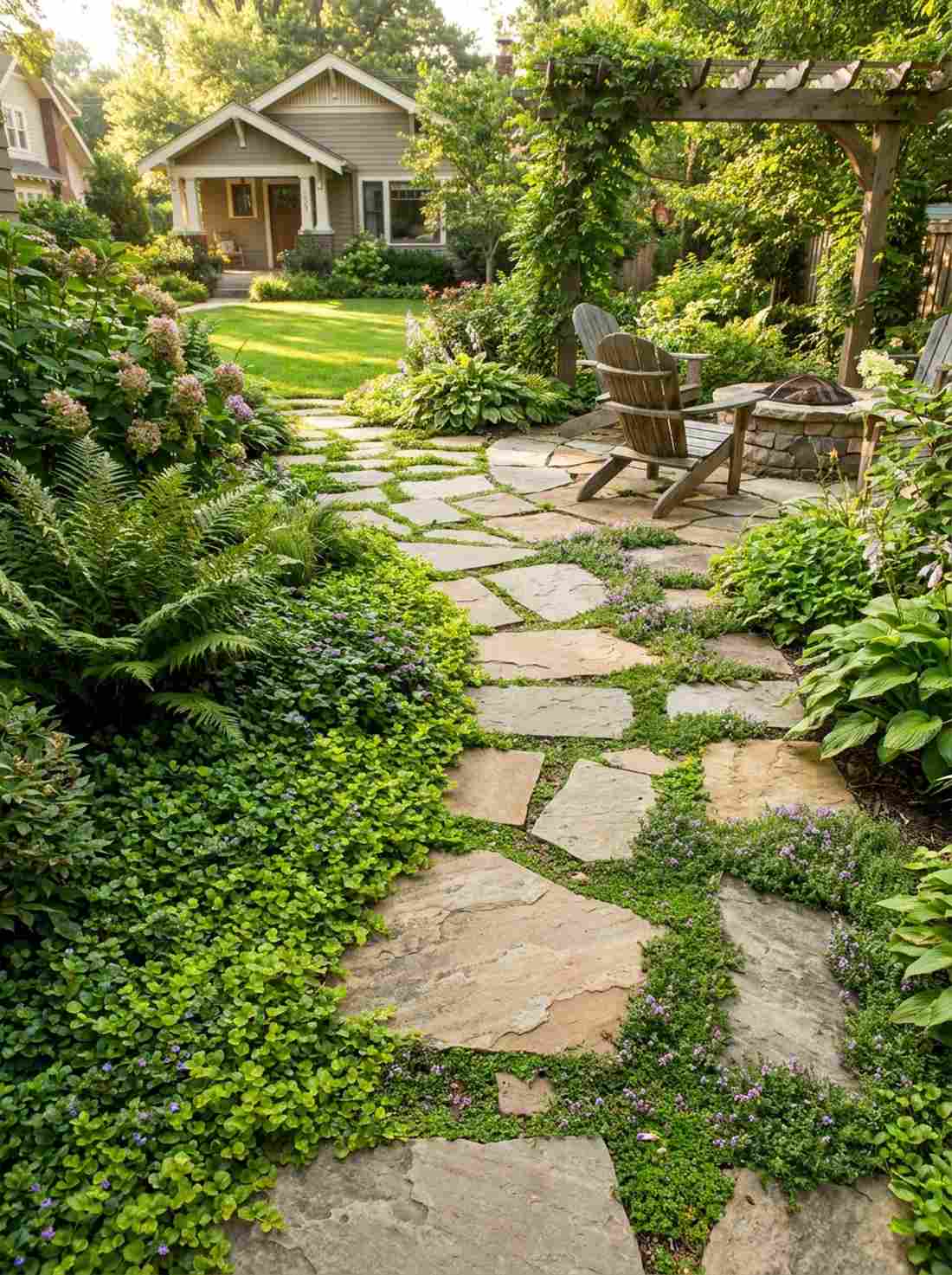 flagstone meandering pathway