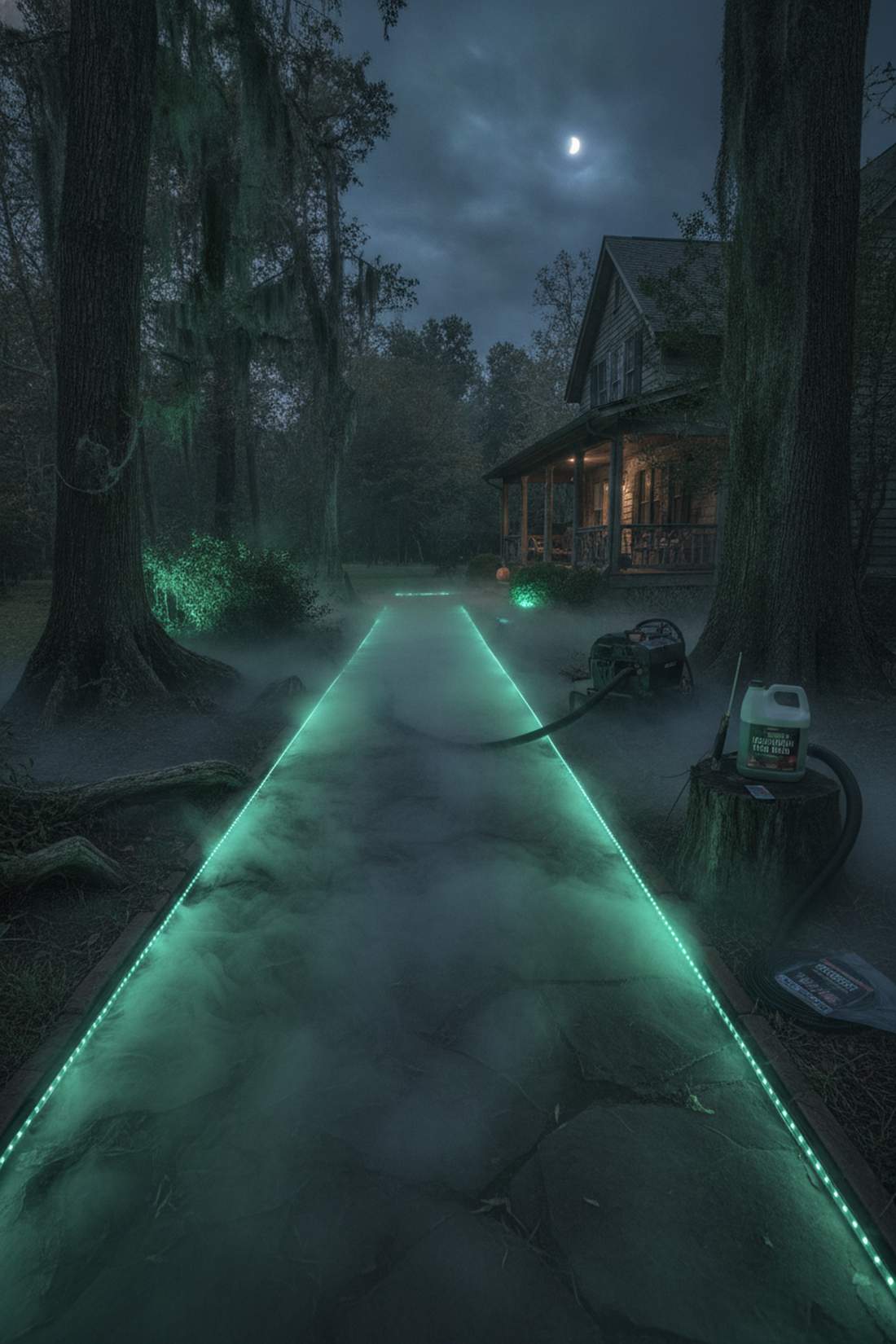 fog machine integrated walkway lighting