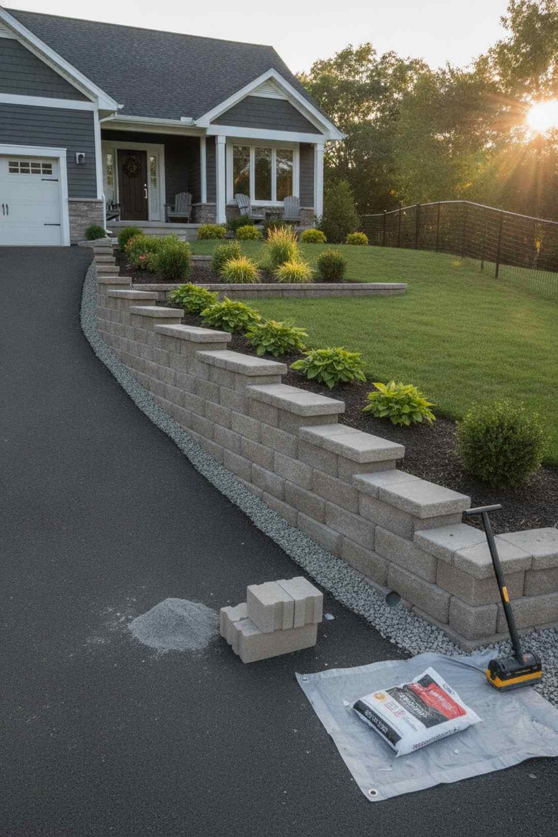 interlocking concrete block wall