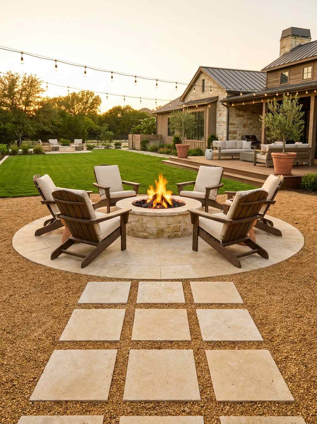 limestone squares on crushed granite