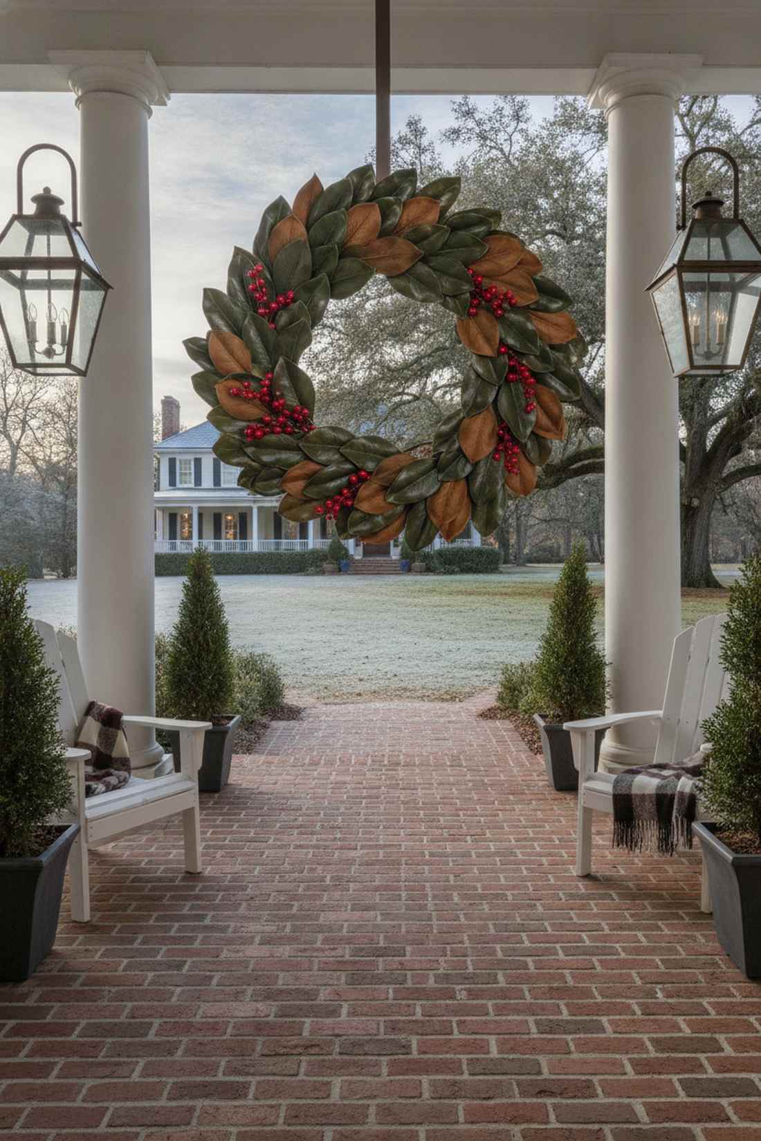 magnolia leaf and berry wreath