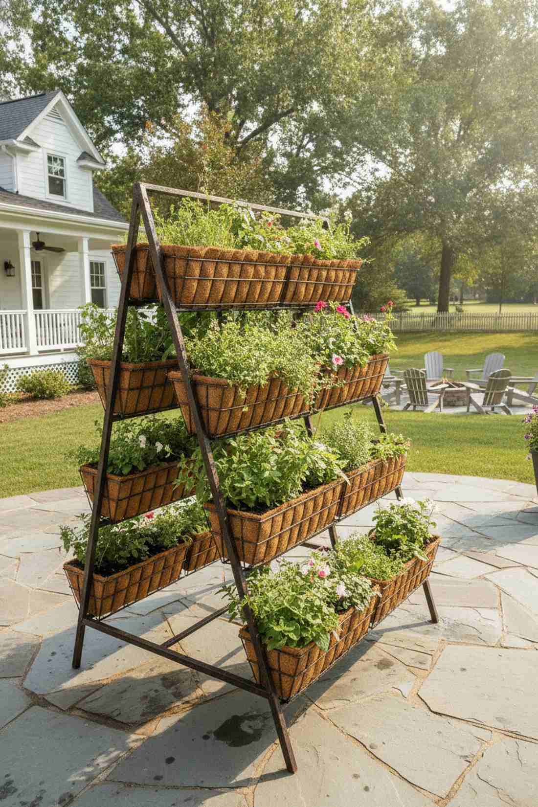 metal a frame with wire baskets
