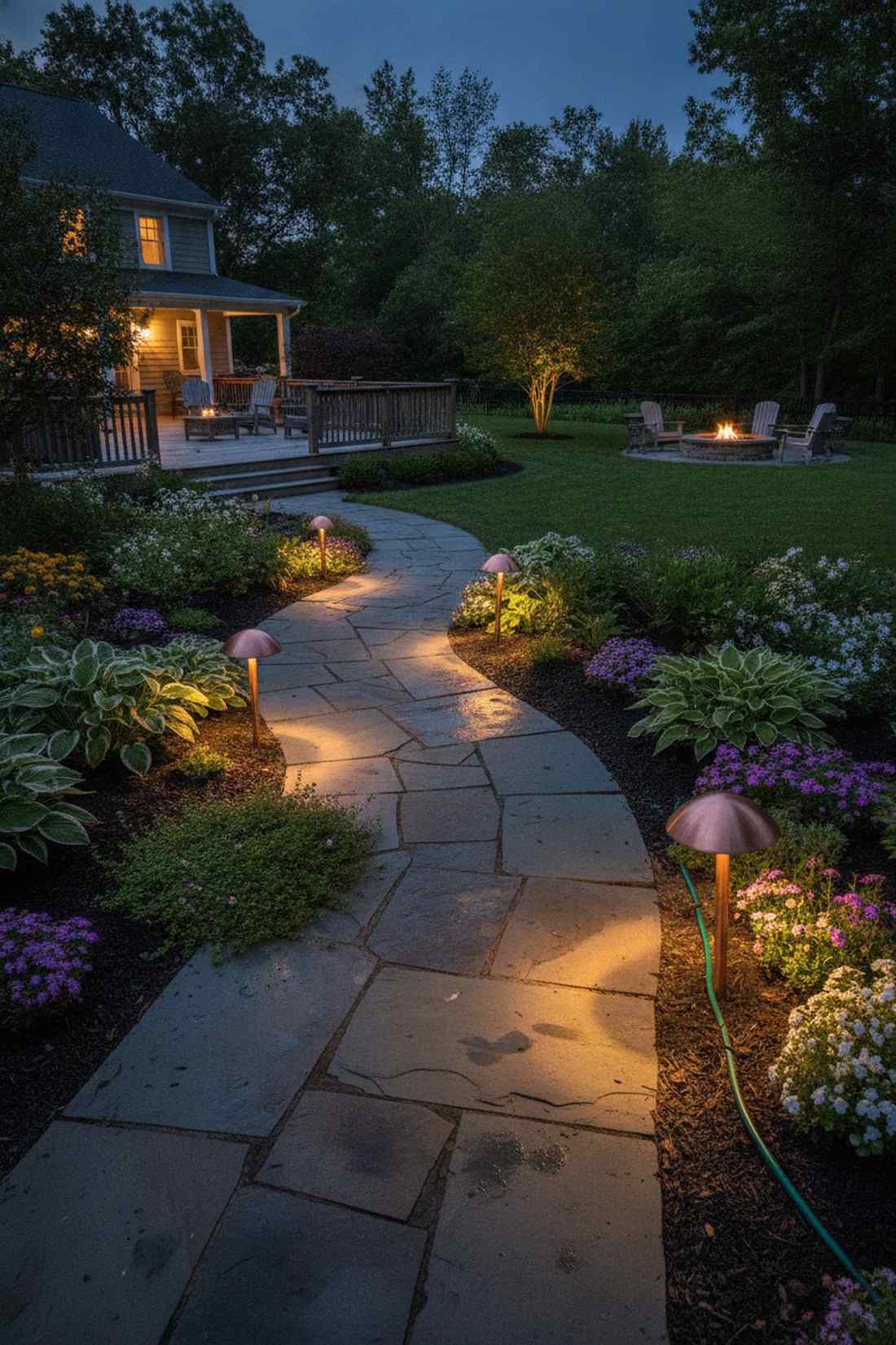 mushroom path lights for flower lined walks