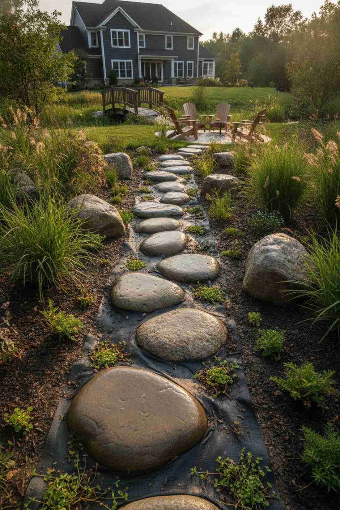 river rock stepping sequence