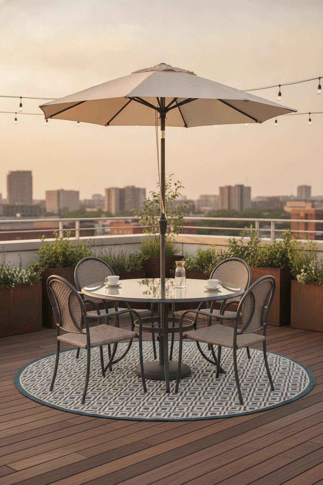 round dining table in corner zone