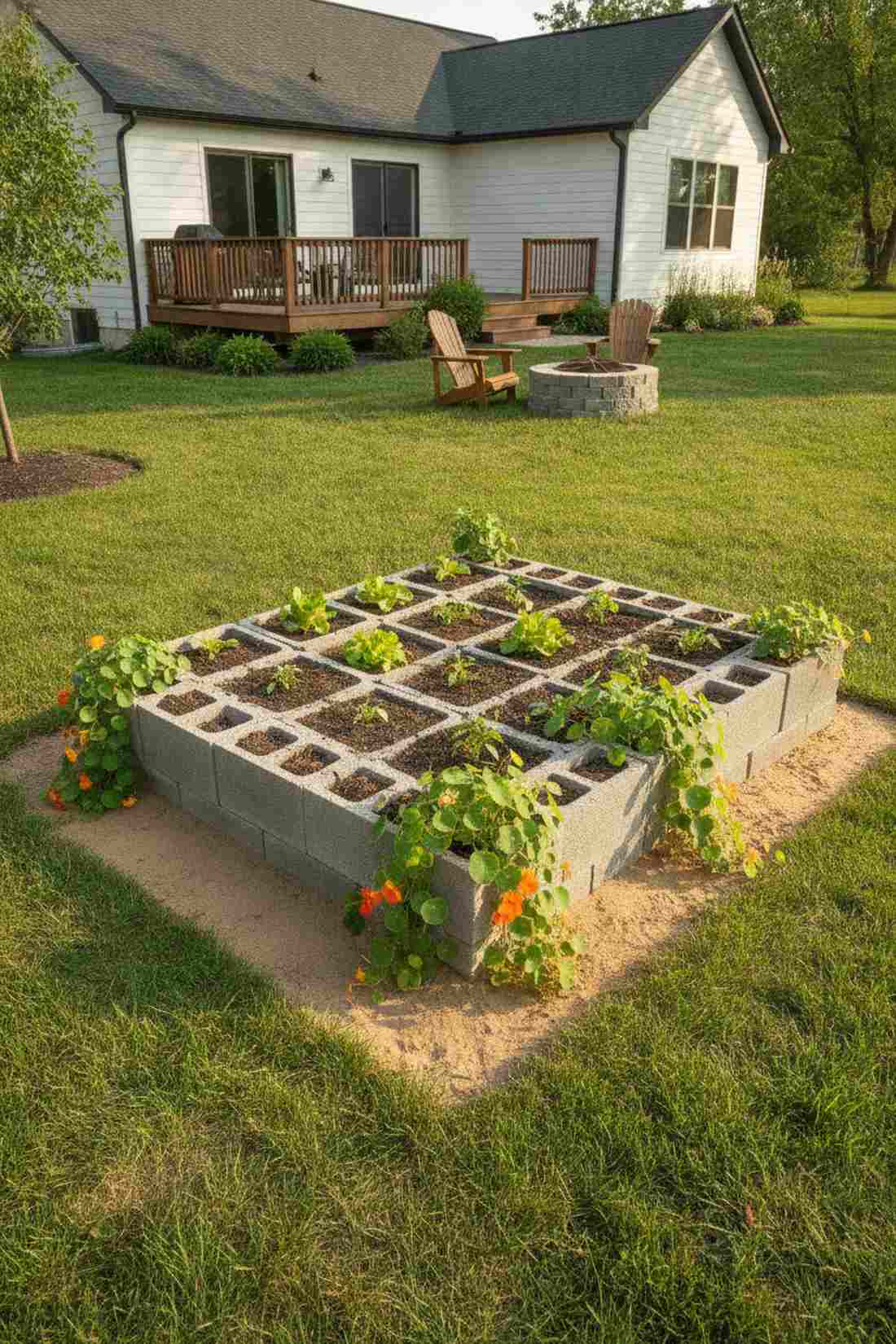 single course cinder block grid