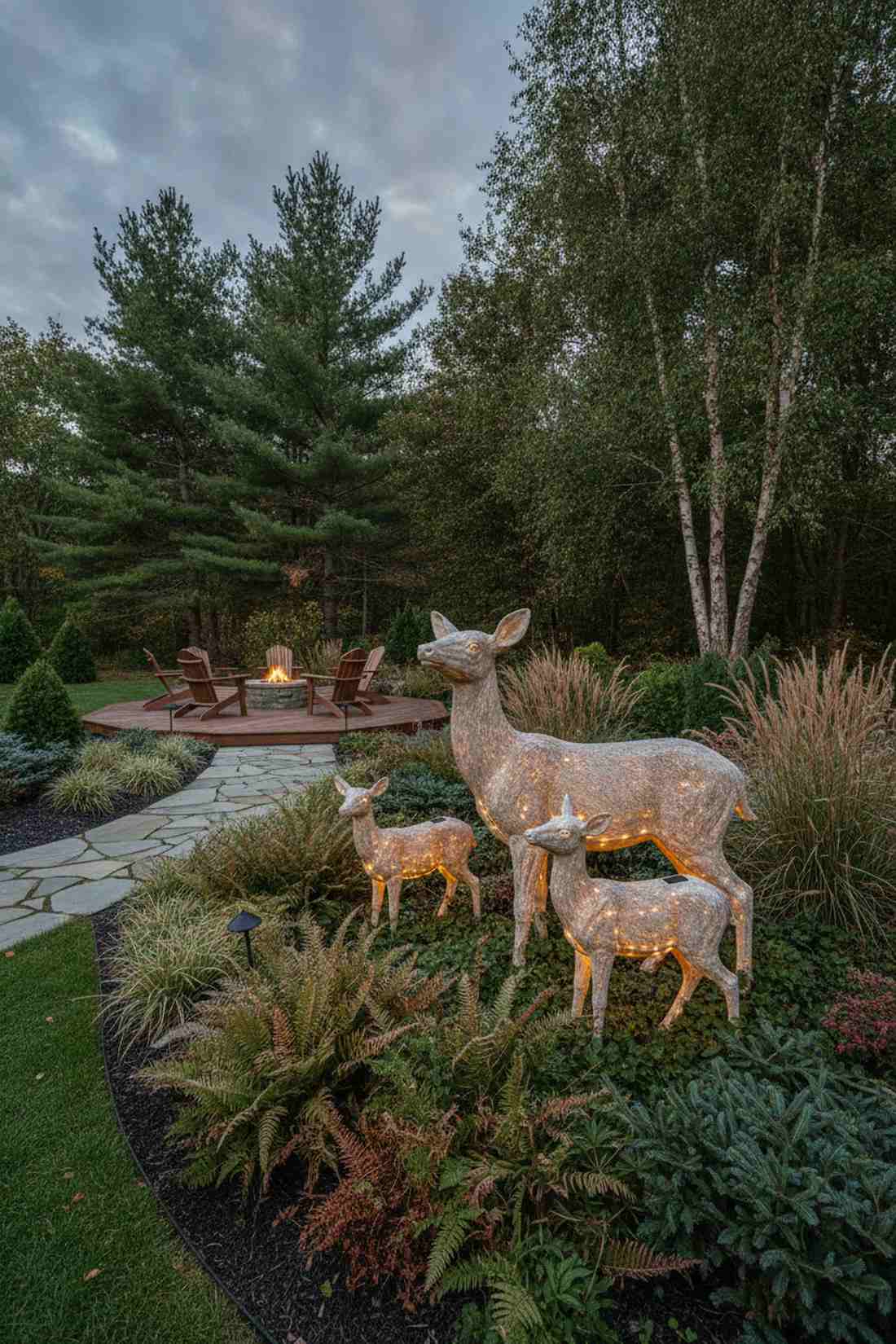 solar deer statues