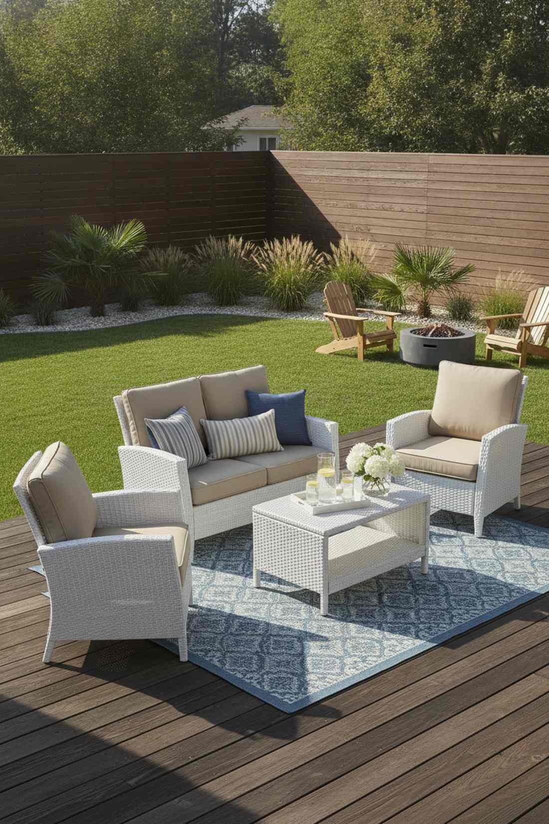 white wicker with natural cushions