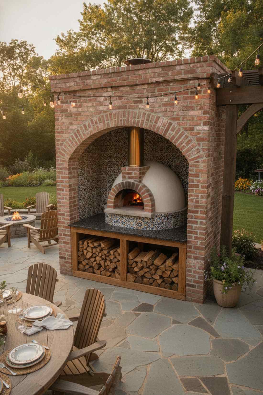 wood fired pizza oven alcove
