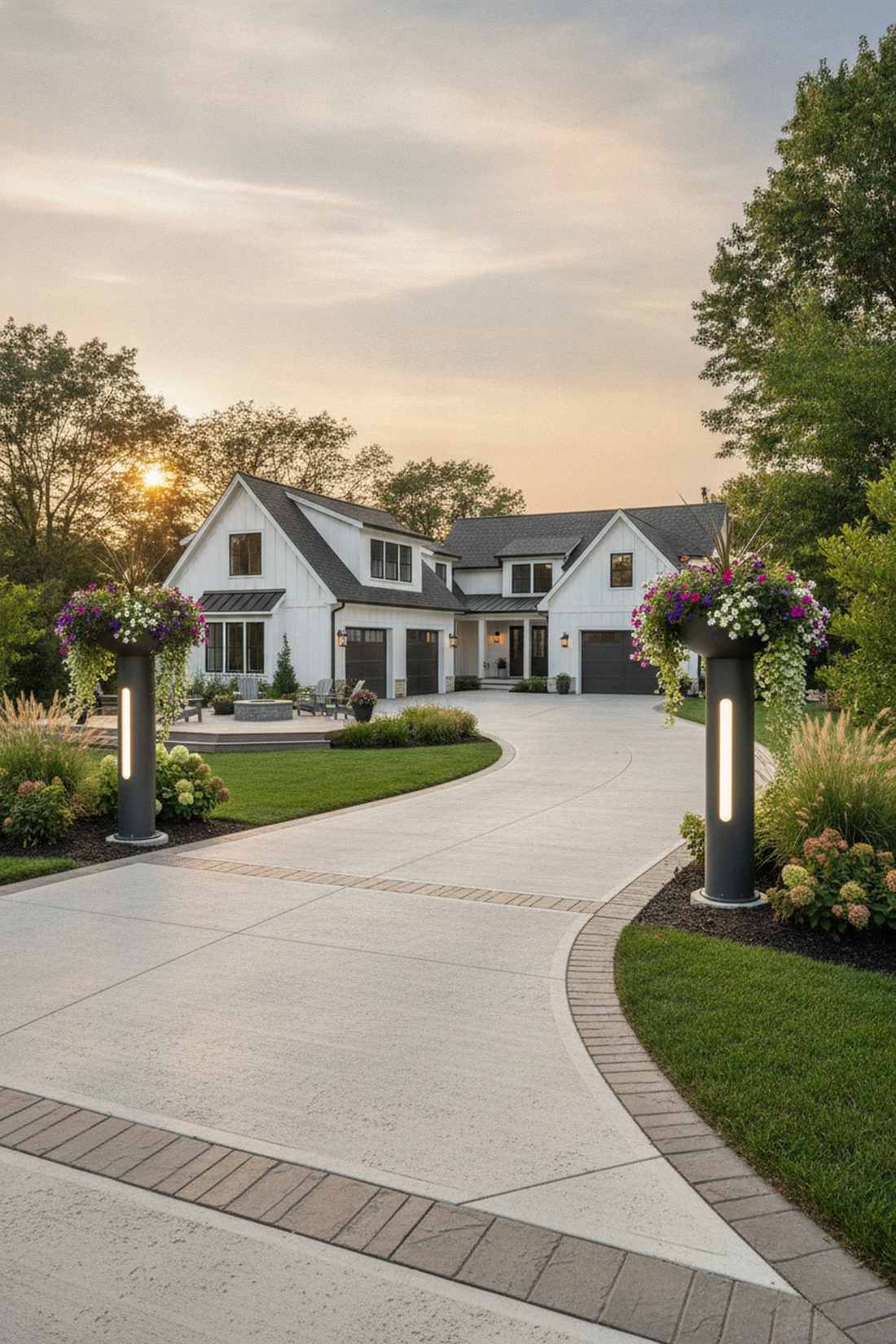 bollard lights with planter integration