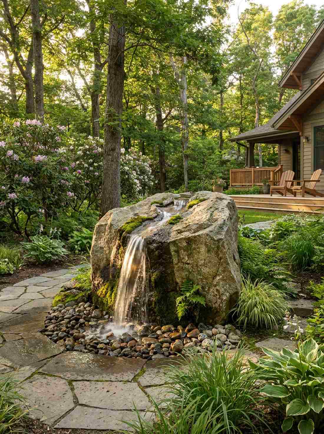 carved boulder fountain