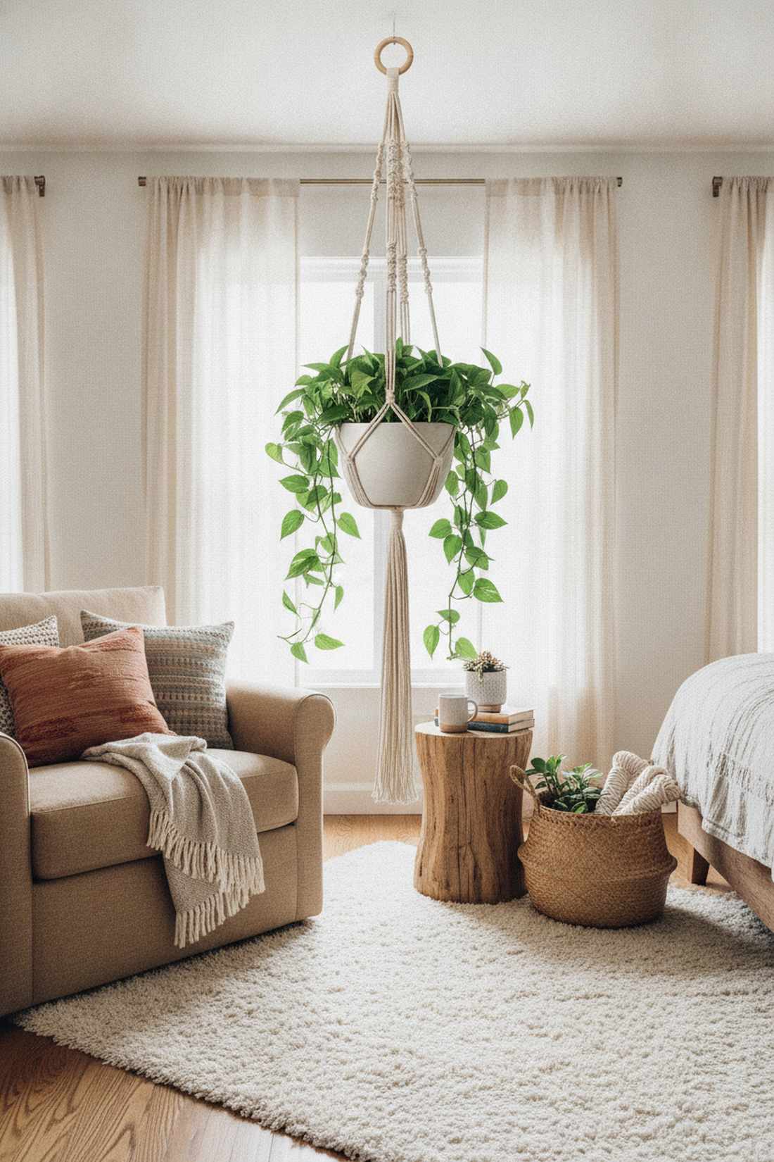 classic four strand macrame hanger