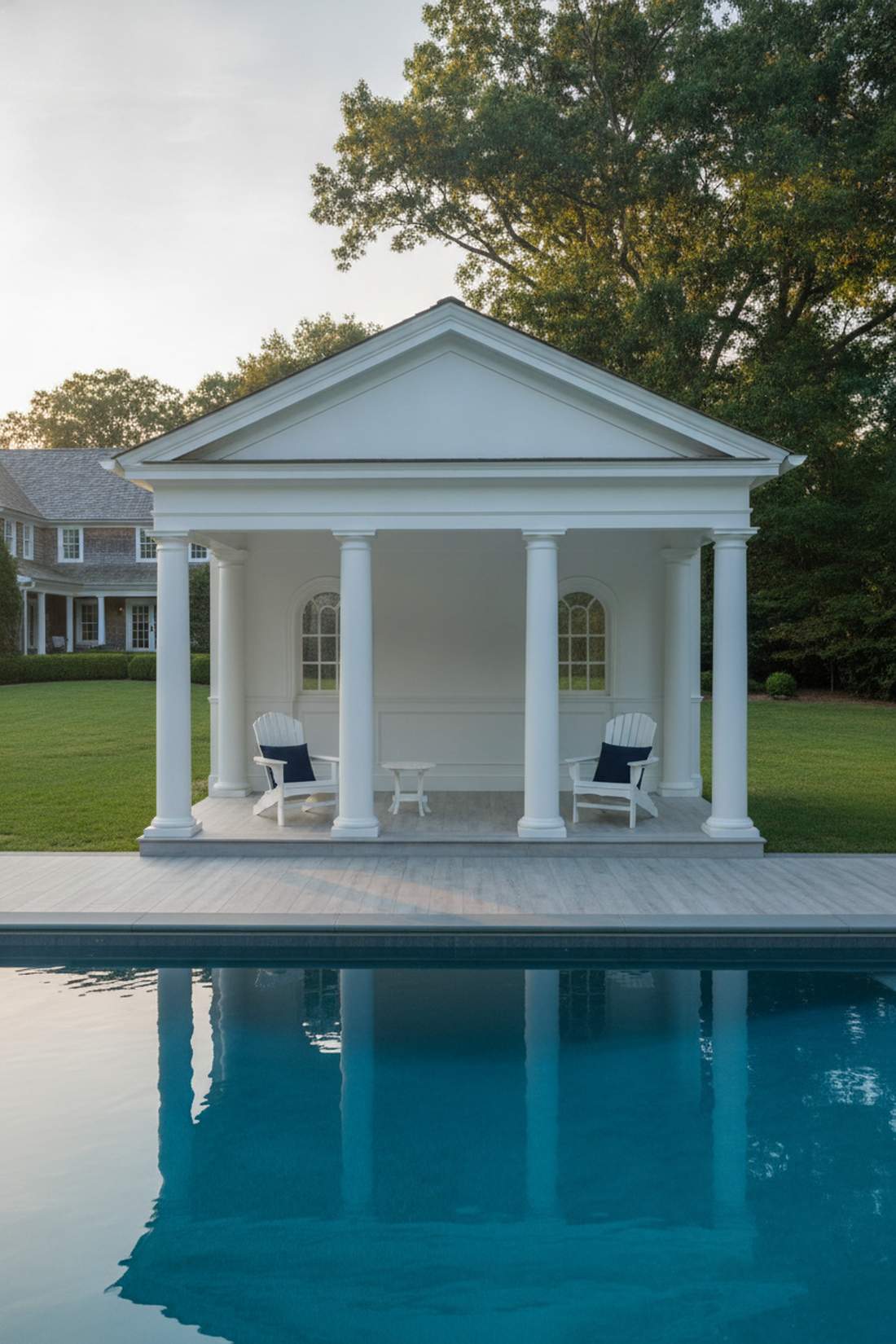 colonial style poolside cabana