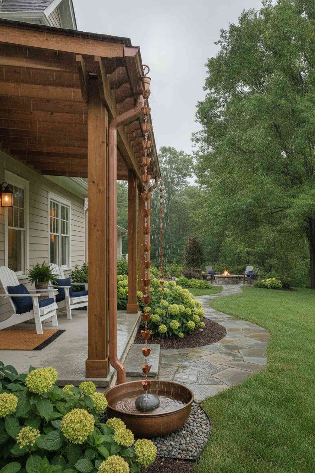 copper rain chain fountain