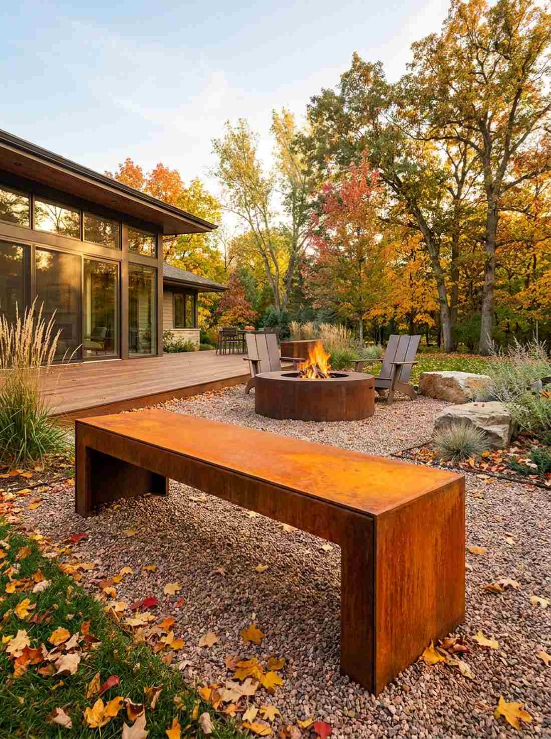 corten steel weathering bench
