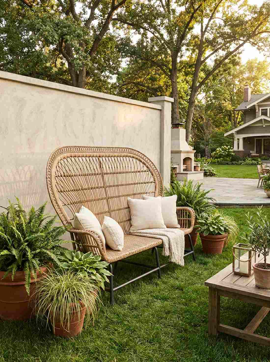 curved peacock loveseat