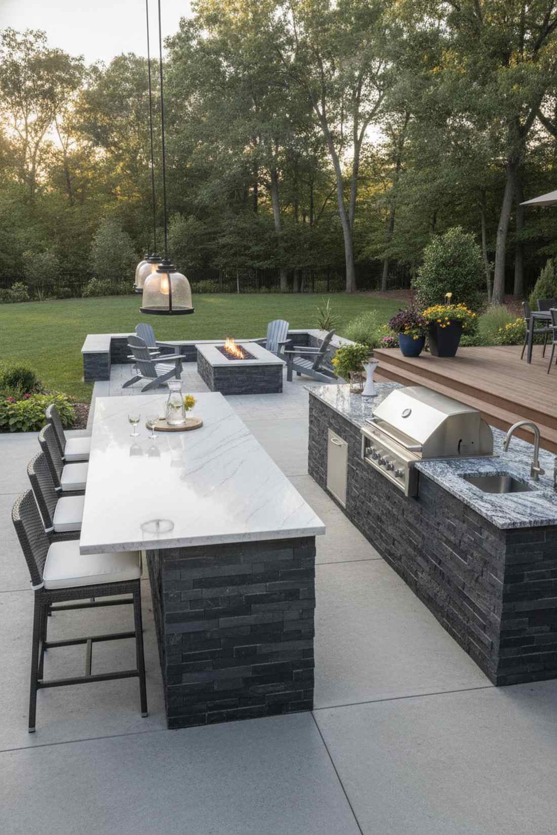 double island layout with bar seating