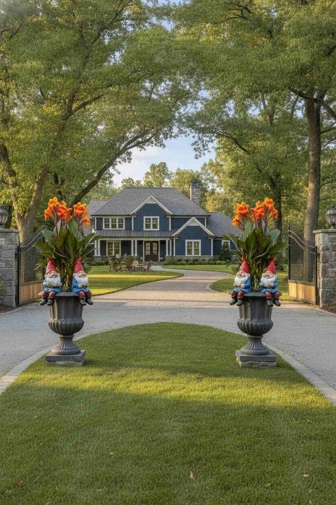 driveway potted gnome greeters