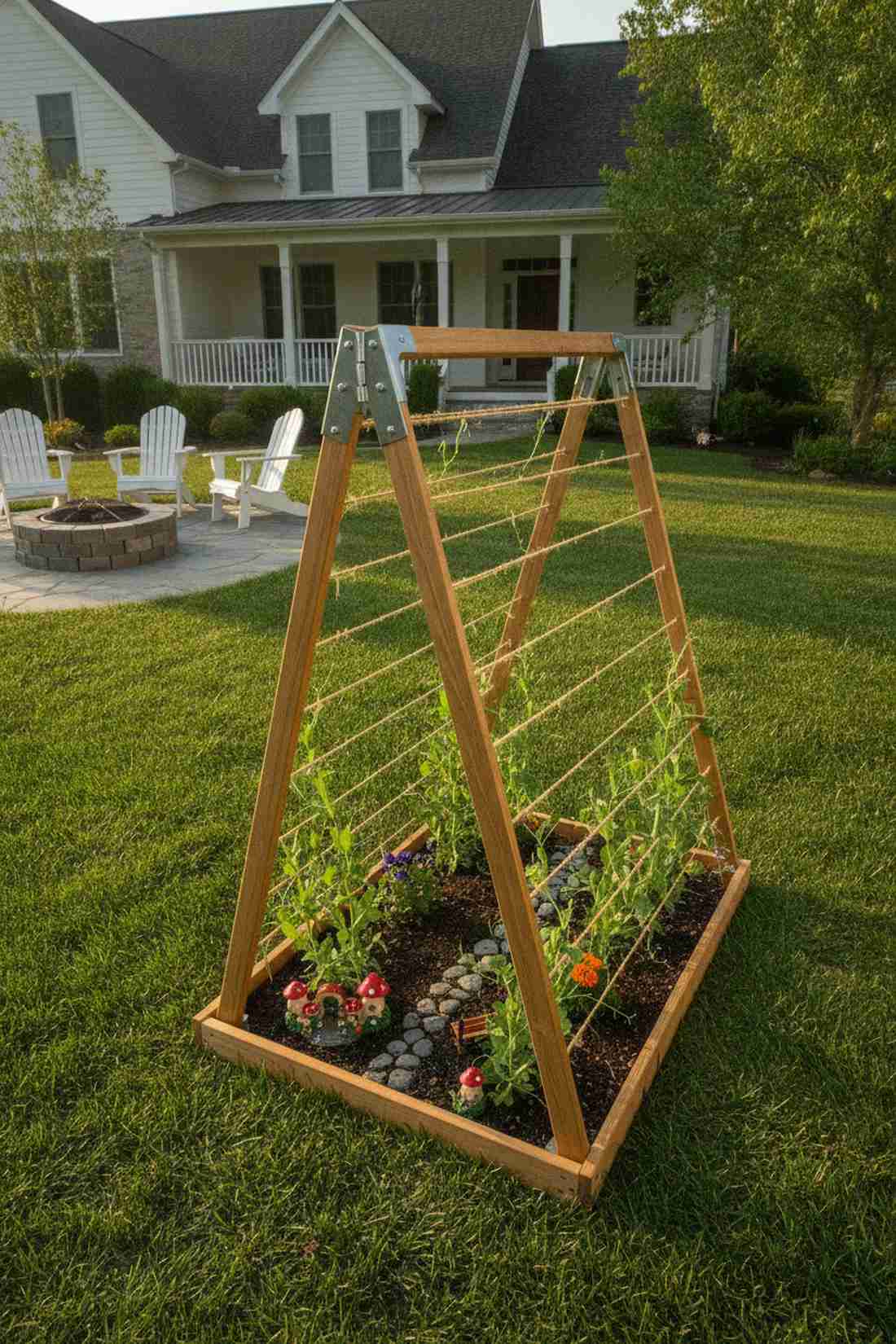 end wall trellis with bench