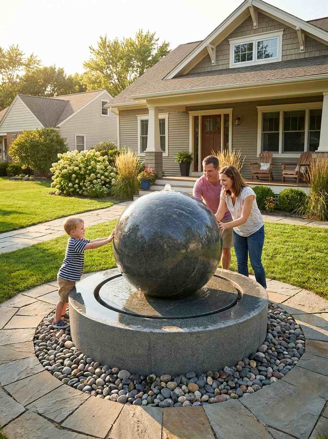 floating sphere on water basin