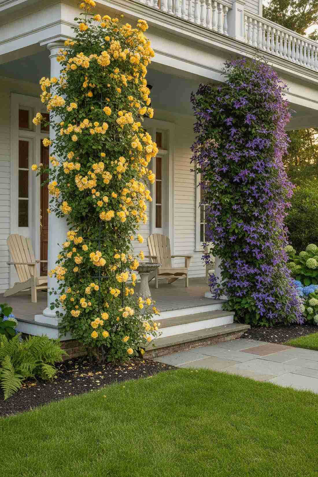 golden showers rose and viticella etoile violette