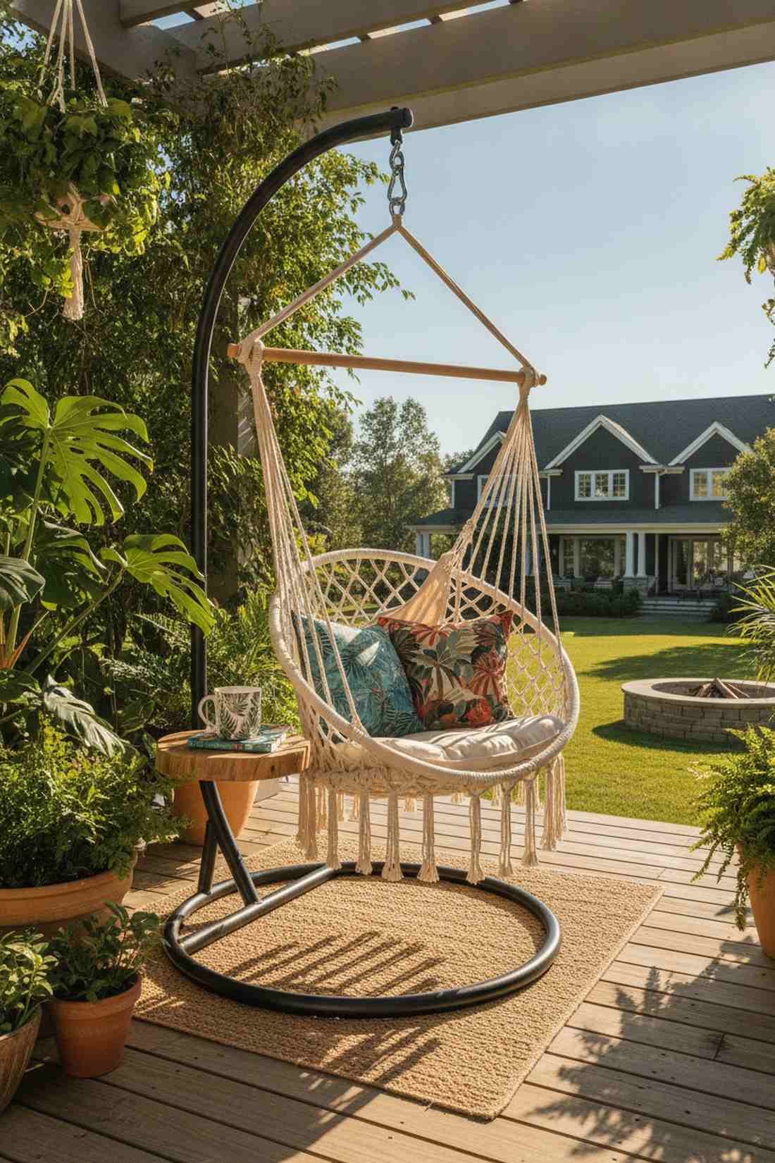 hammock chair stand with side table