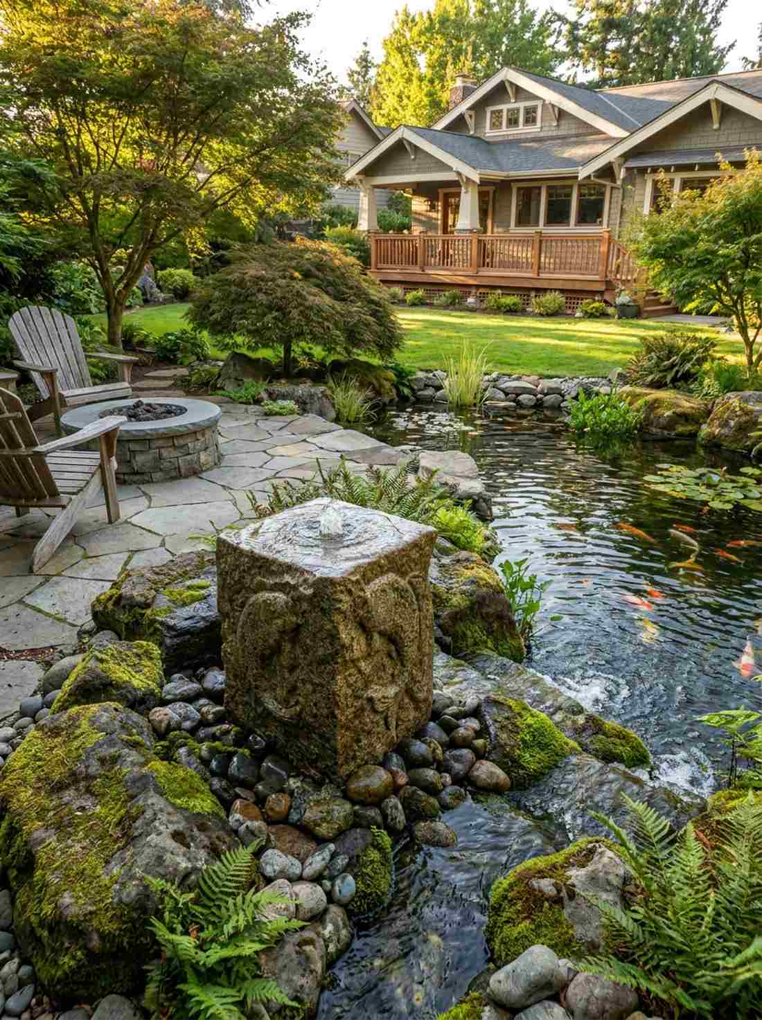 koi fish fountain